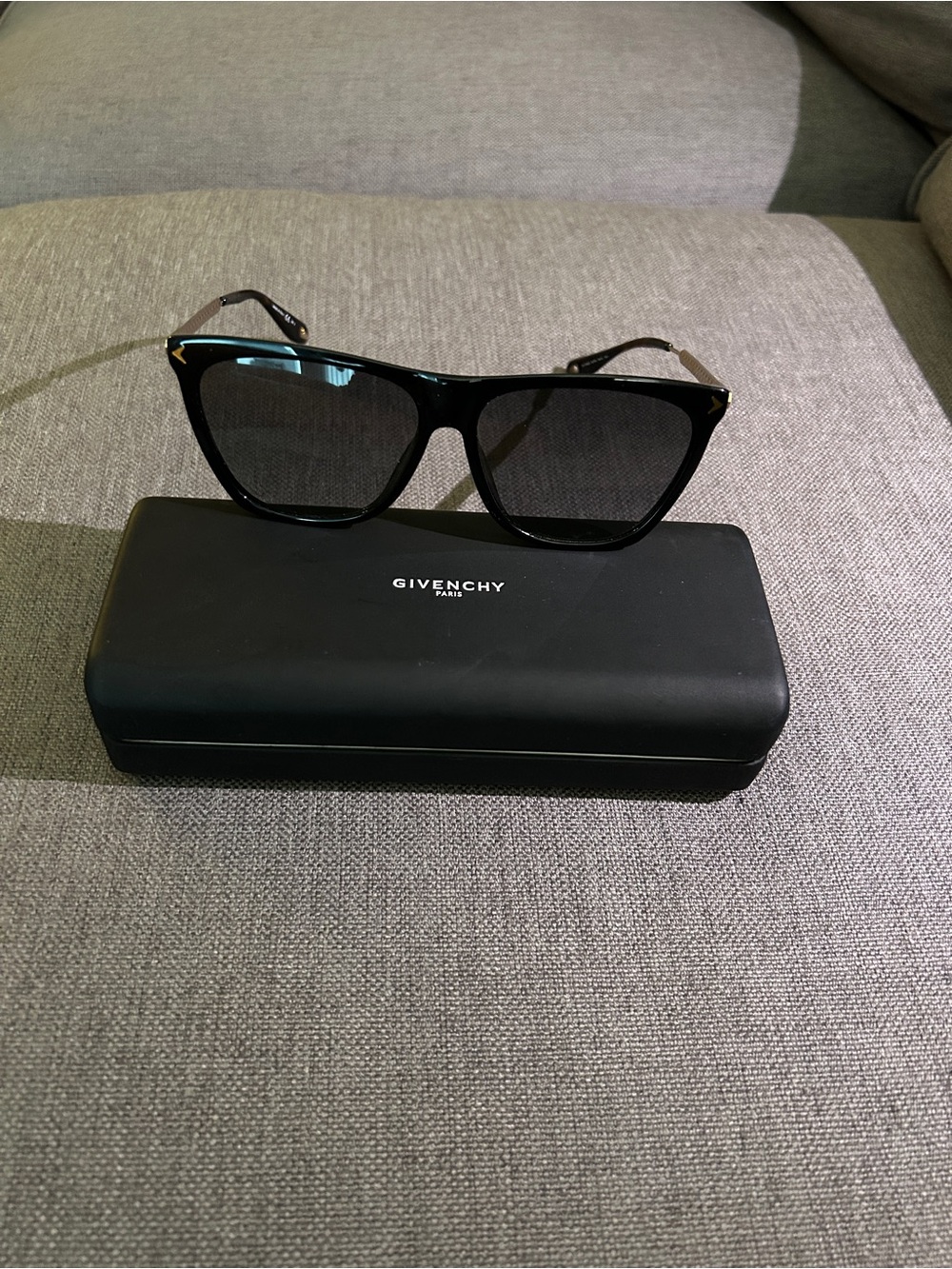 Givenchy Black Cat Eye Sunglasses with Gold Accents